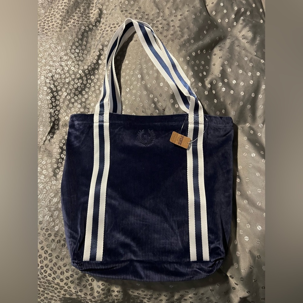 NWT Victoria’s Secret PINK blue velour tote bag with zipper